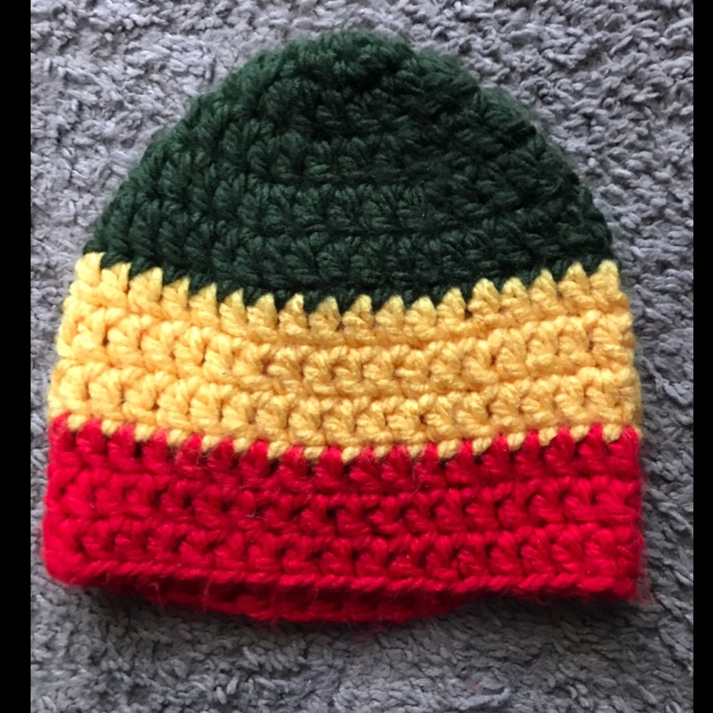 [Hand Knit] Rasta Color Beanie; Size S